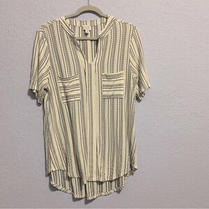 Peyton Jenson Stripe Popover Short Sleeves Top